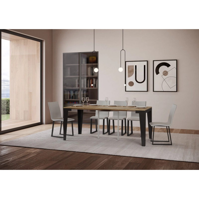 Consolle allungabile 90x40/300 cm Flame Evolution telaio Antracite - Quercia Natura