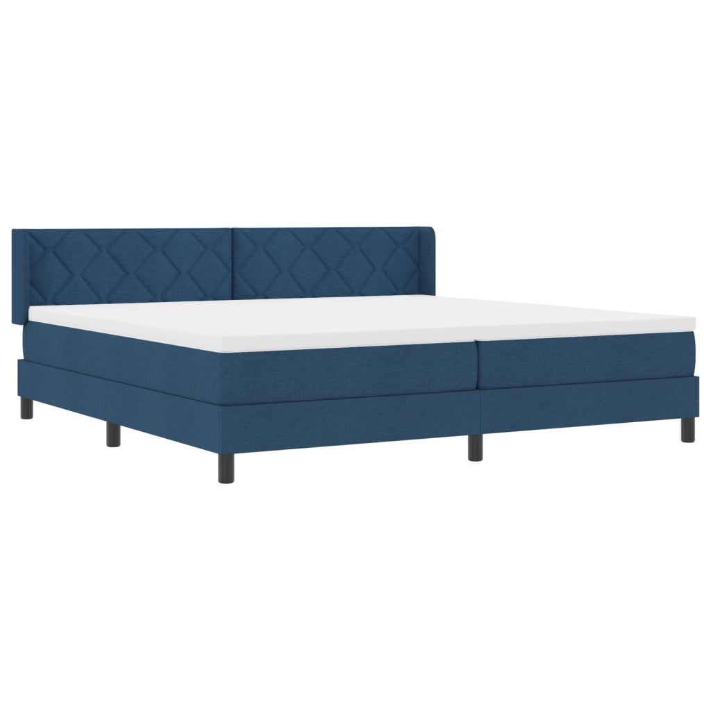 Letto a Molle  con Materasso Blu 200x200 cm in Tessuto