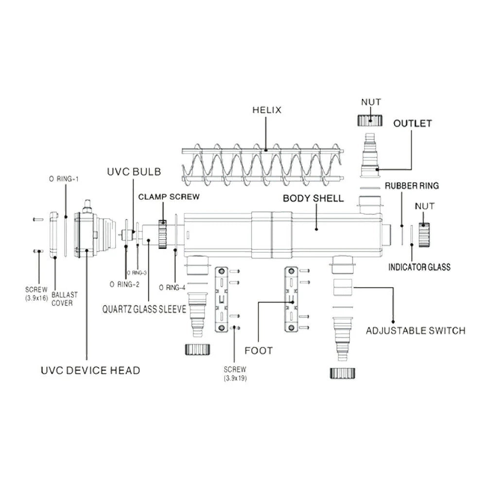 Chiarificatore sterilizzatore con lampada UVC da 24 watt per stagni e piscine filtro 16_0001526