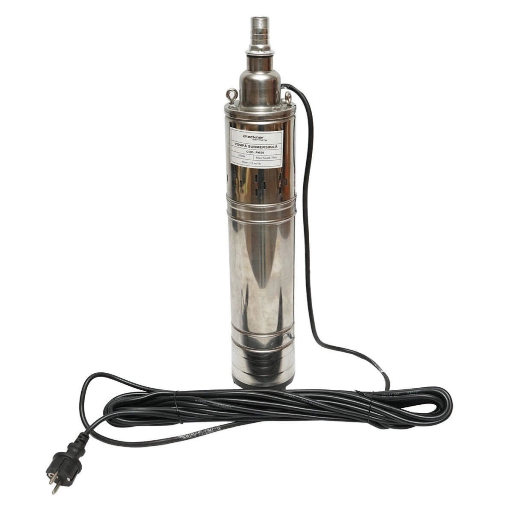 Pompa sommersa 370W 220V, D100mm, 20 l/min, 1.2 m³/h, H70m, motore asciutto 2860 rpm 4QGD1.2-50-0.37 Breckner Germany