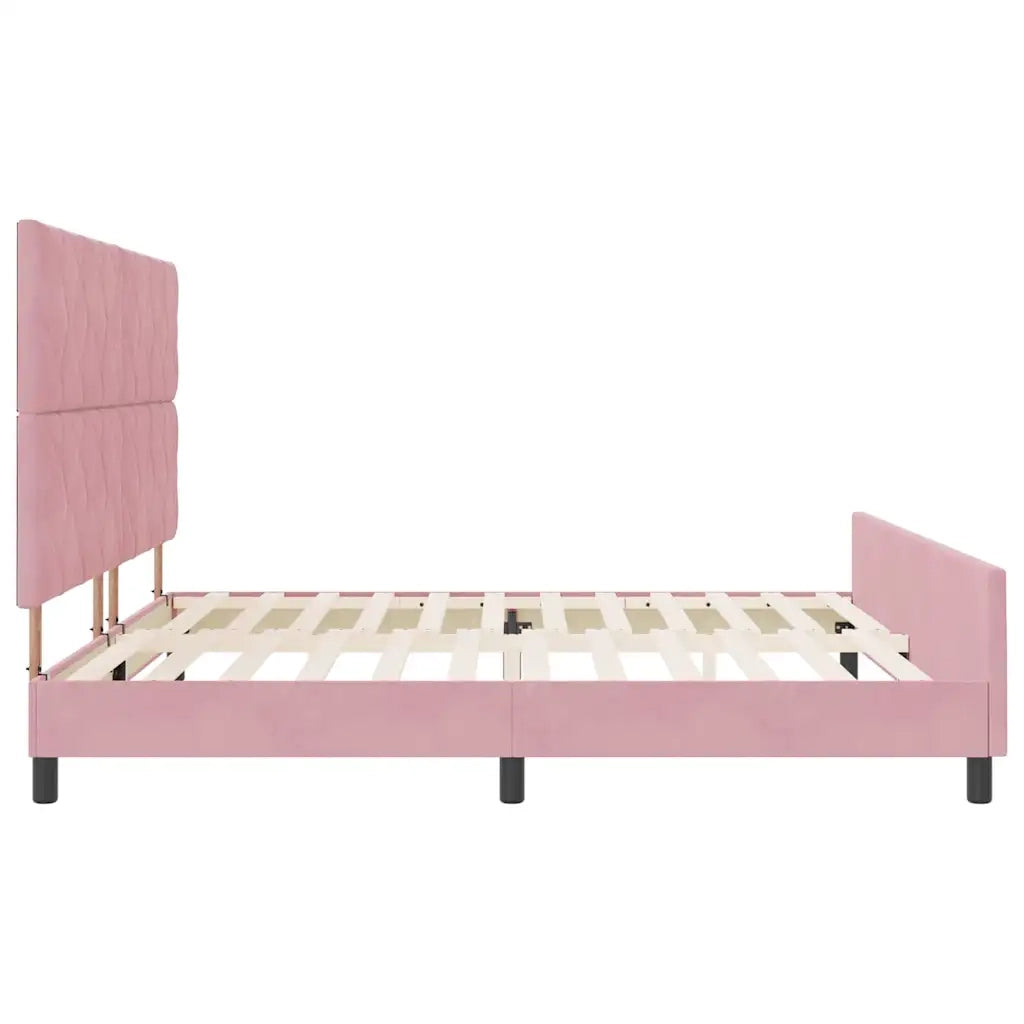 Letto a molle con testiera Rosa 200 x 200 cm Velluto 3345034