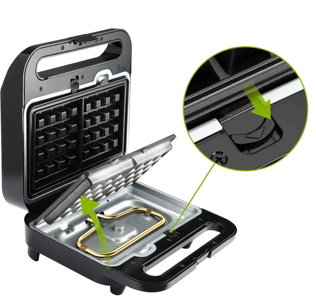 ® Griglia Tostapane 1000W 3 in 1 XXL Rivestimento Antiaderente Sandwich Maker Piastra Elettrica per Cialde Panini Carne
