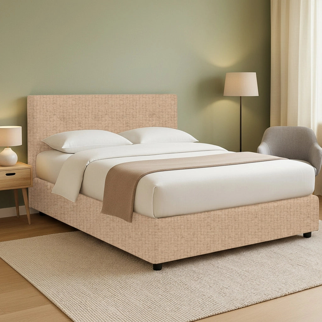 Luton, Letto Piazza e Mezza Sfoderabile Made in Italy, Beige