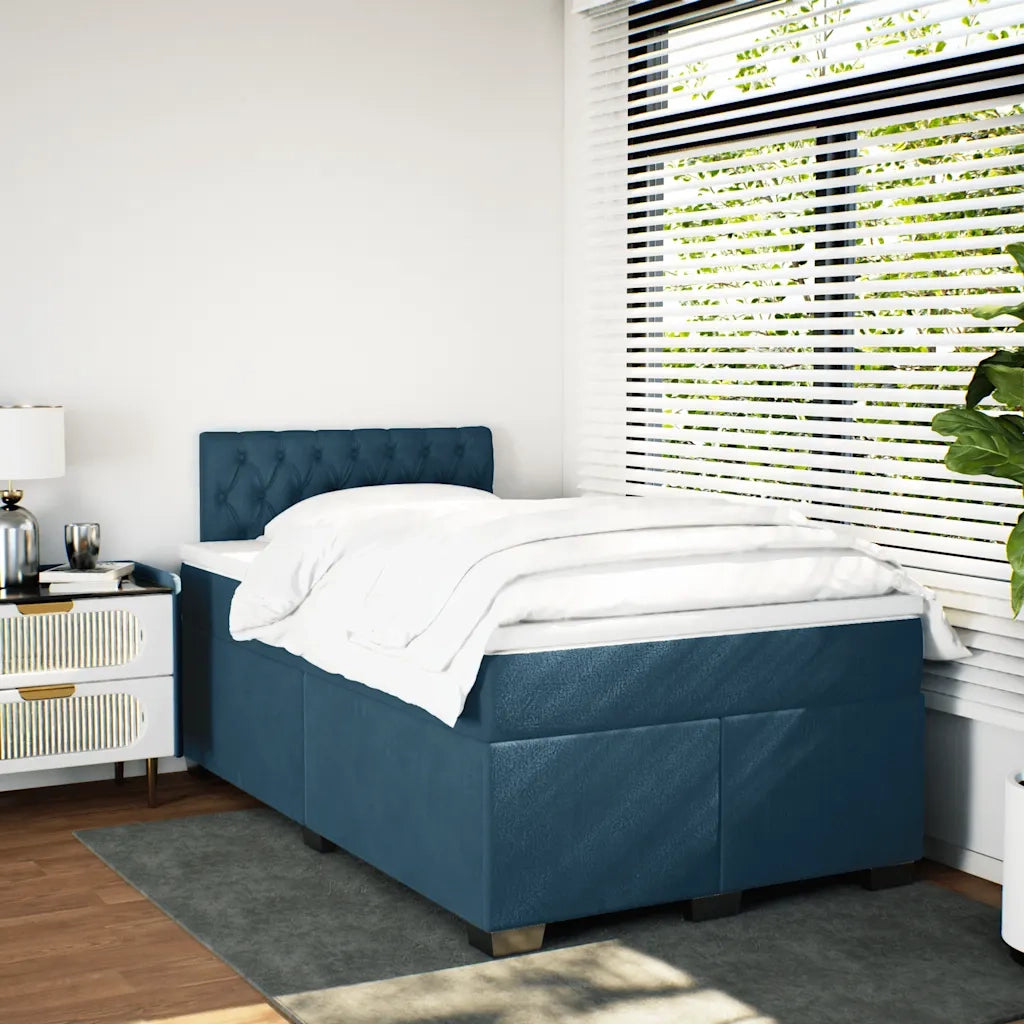 Giroletto a Molle con Materasso Blu 120x200 cm in Velluto 3288592