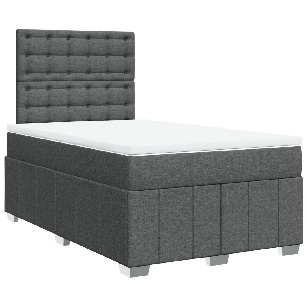 Giroletto a Molle con Materasso Grigio Scuro 120x200 cm Tessuto