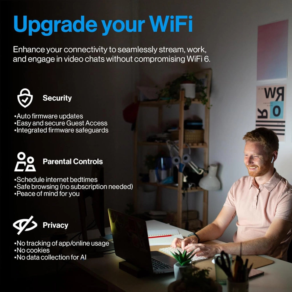 Micro Router Classic Pro 6, Router WiFi 6 Mesh Dual Band (AX5400), Router Wireless Gigabit, Fino a 5400 Mbps, Più di 35 Dispositivi e 250 m² di Copertura