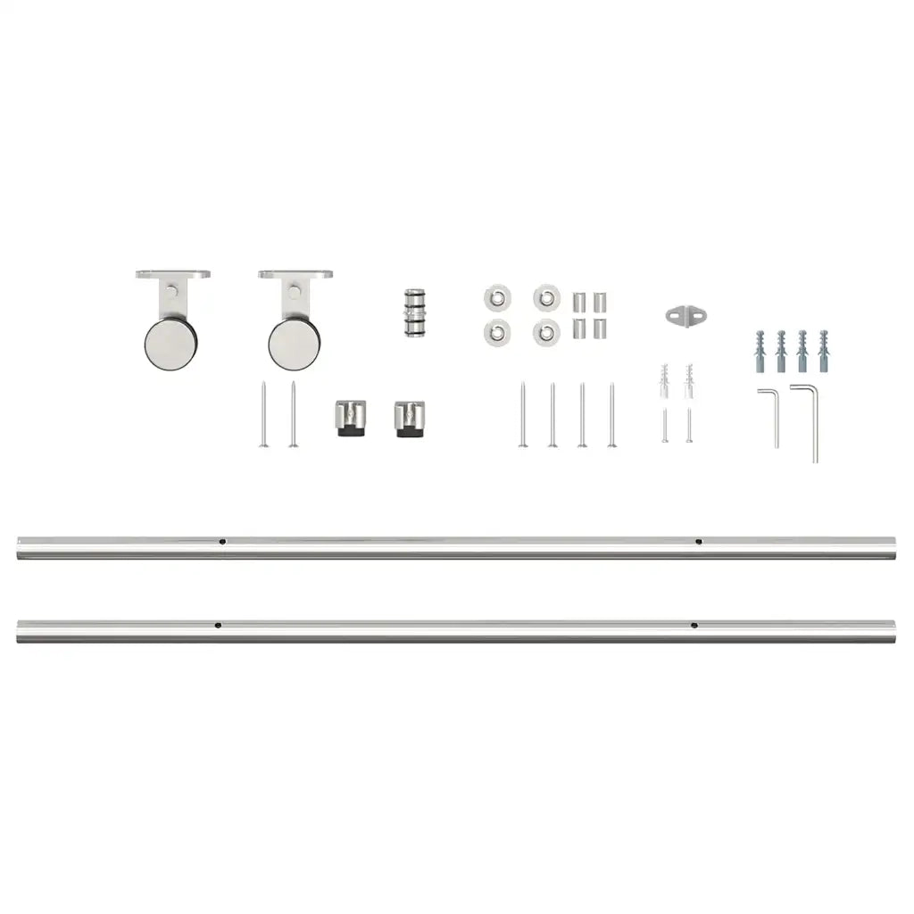 Kit Binari Porta Scorrevole 183 cm Acciaio Inossidabile Argento 4009696
