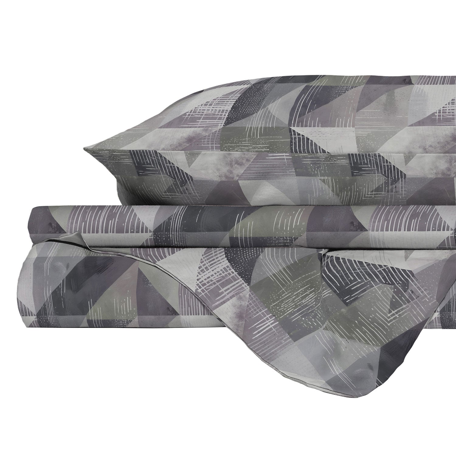 Copripiumino Matrimoniale con Stampa sul Sacco e Federe Linea River Sepik Grey