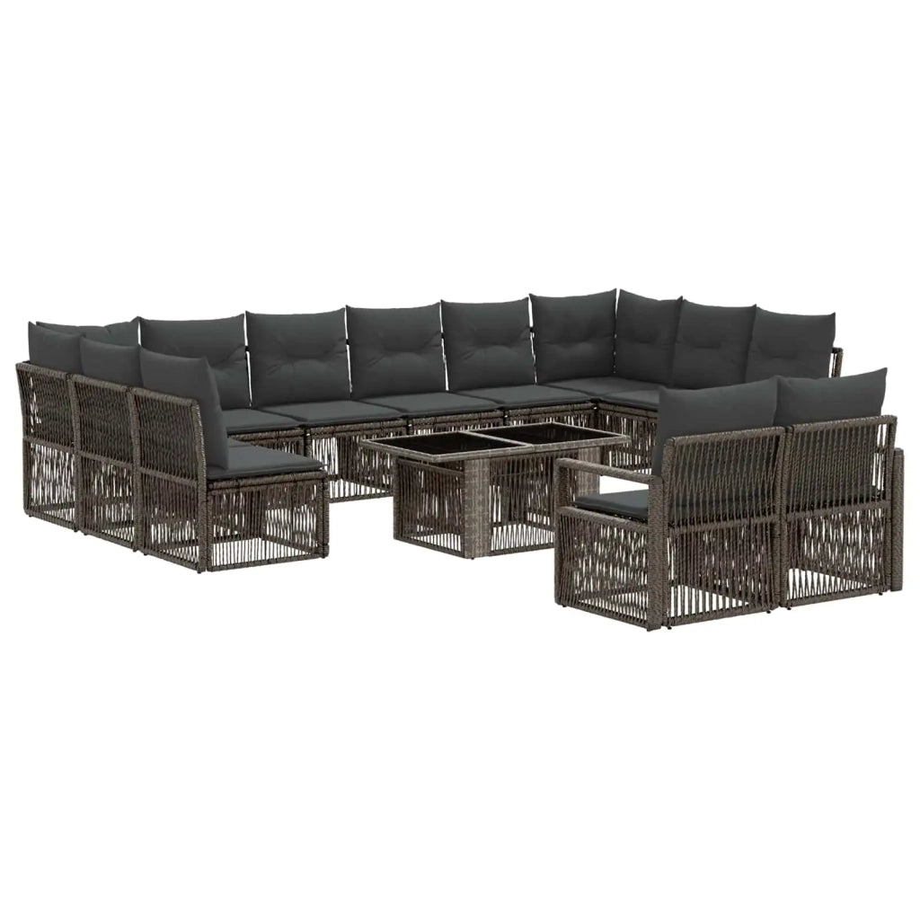 Set Divano da Giardino 13 pz Grigio e Grigio Scuro polyrattan 3437165