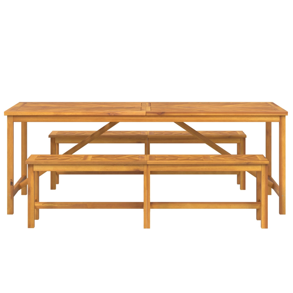Set da pranzo da giardino 6 pezzi in legno massello di acacia