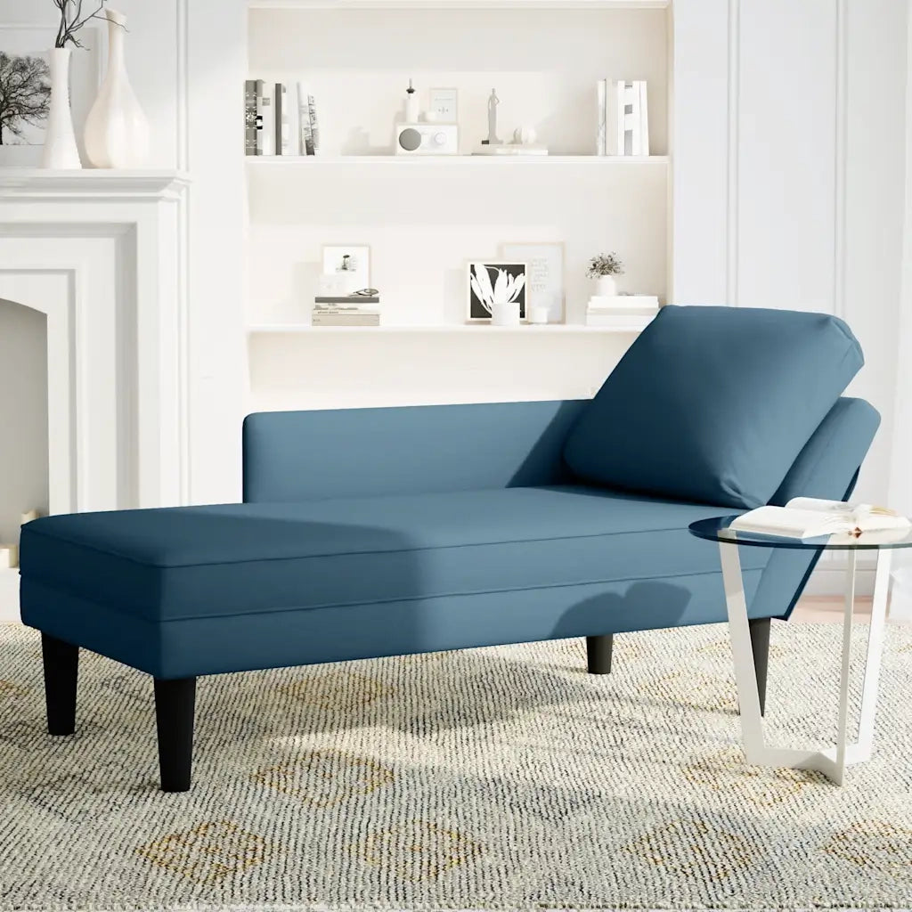Sdraio con Cuscino e Bracciolo Destro in Velluto Blu CFW8233790