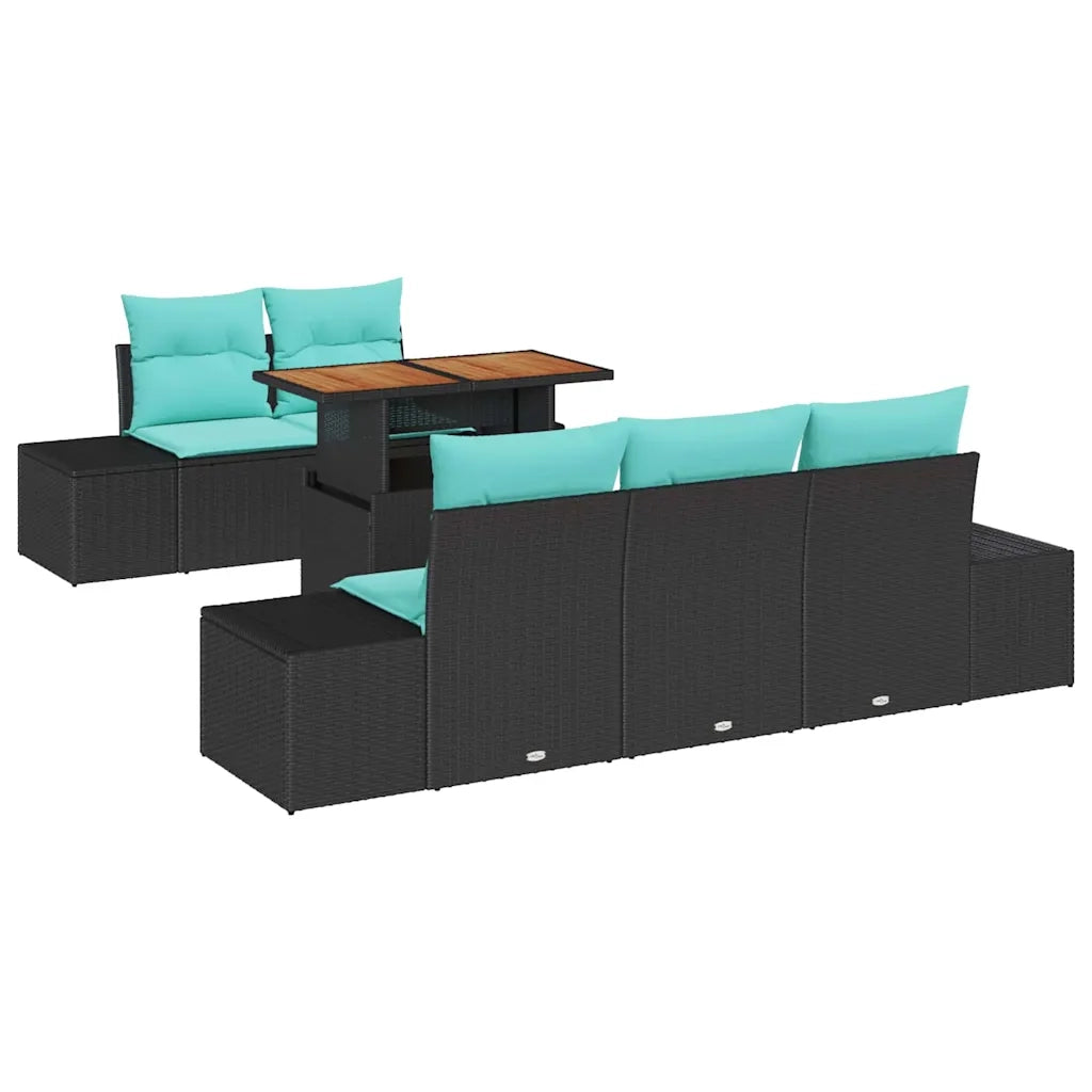 Set Divano da Giardino 6 pz Nero Poly Rattan 3358643