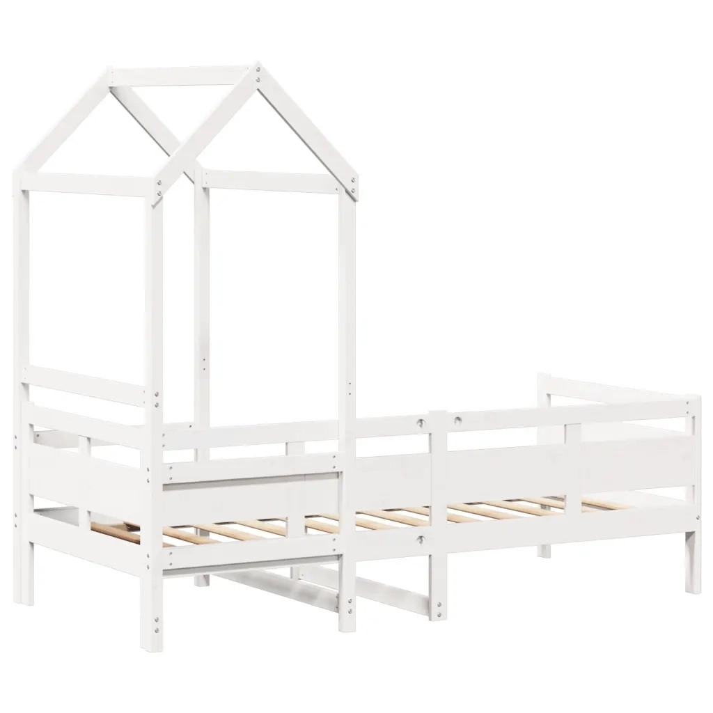 Dormeuse con Tetto 80x200 cm Bianco in Legno Massello di Pino 3282291