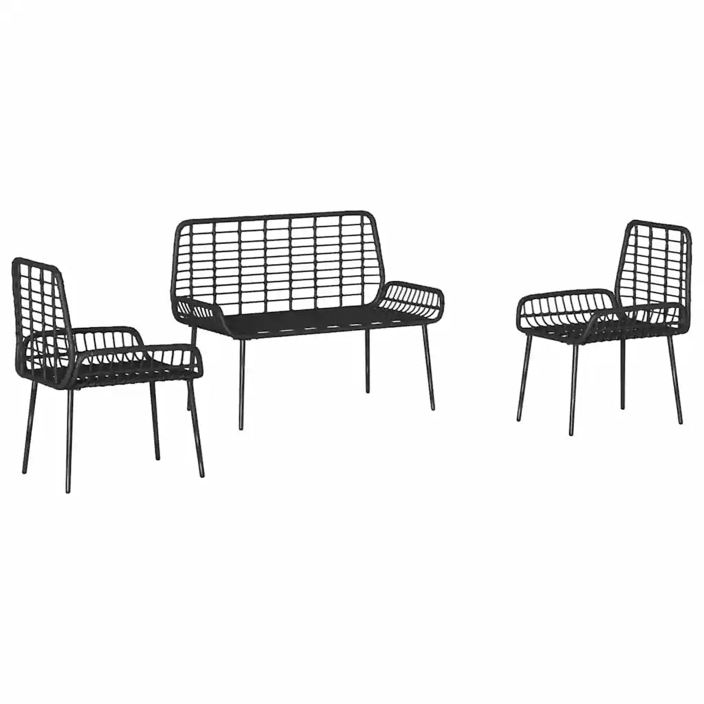 vidaXL Set da Pranzo per Giardino 3 pcs Nero e antracite