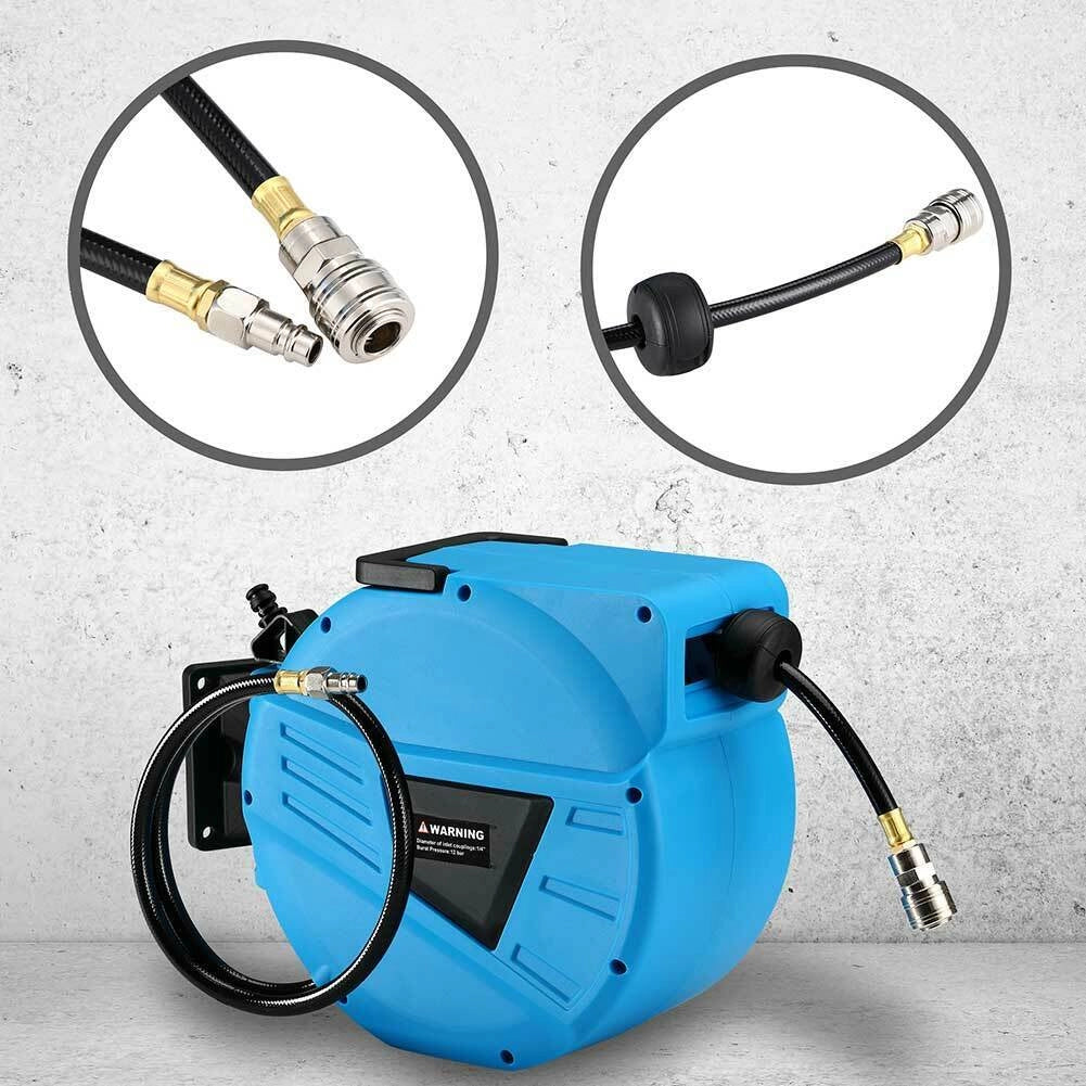 Avvolgitubo per aria compressa con tubo da 10 mt, attacco da 1/4, fissaggio a parete