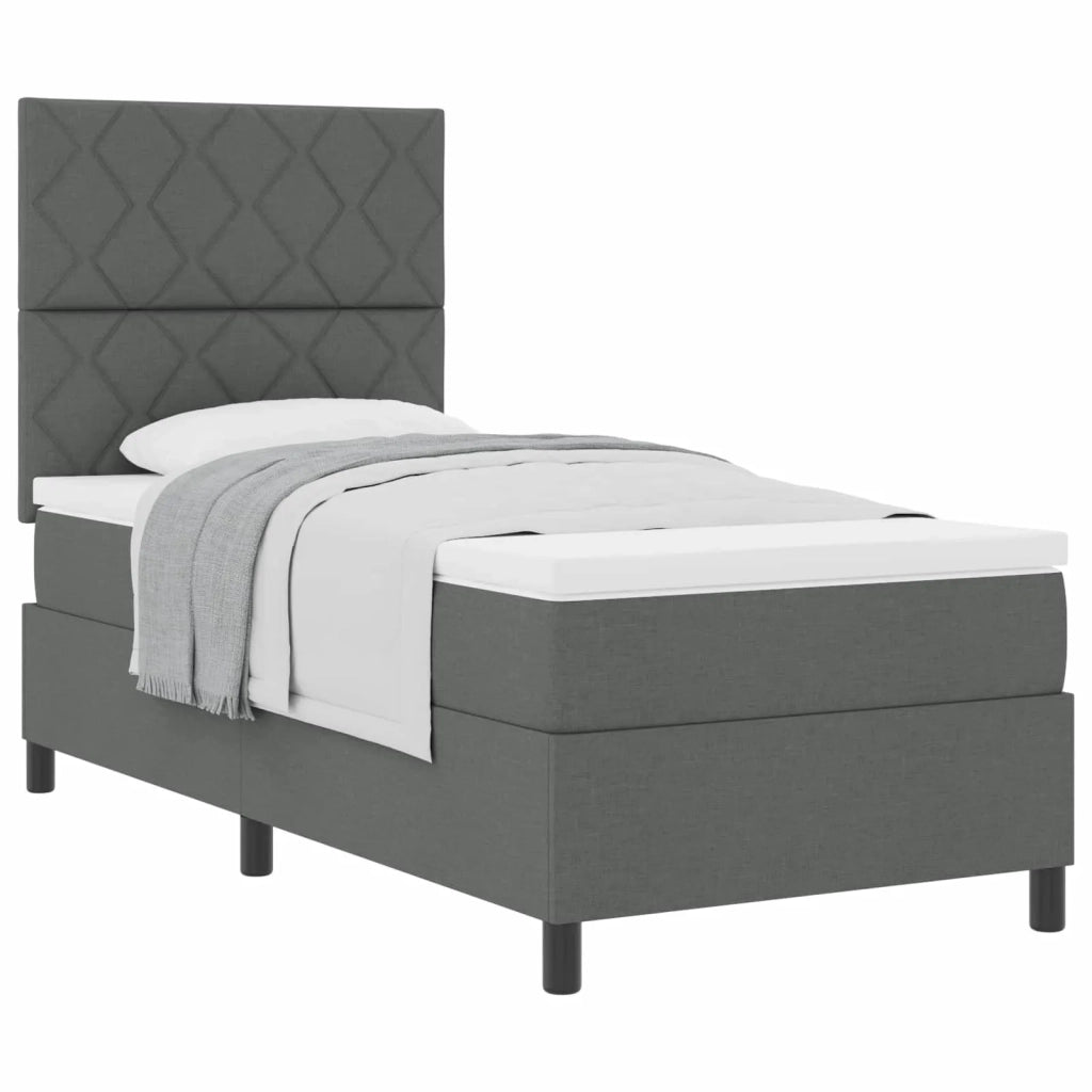 Letto a molle con testiera Grigio scuro 90 x 190 cm Tessuto 3339428