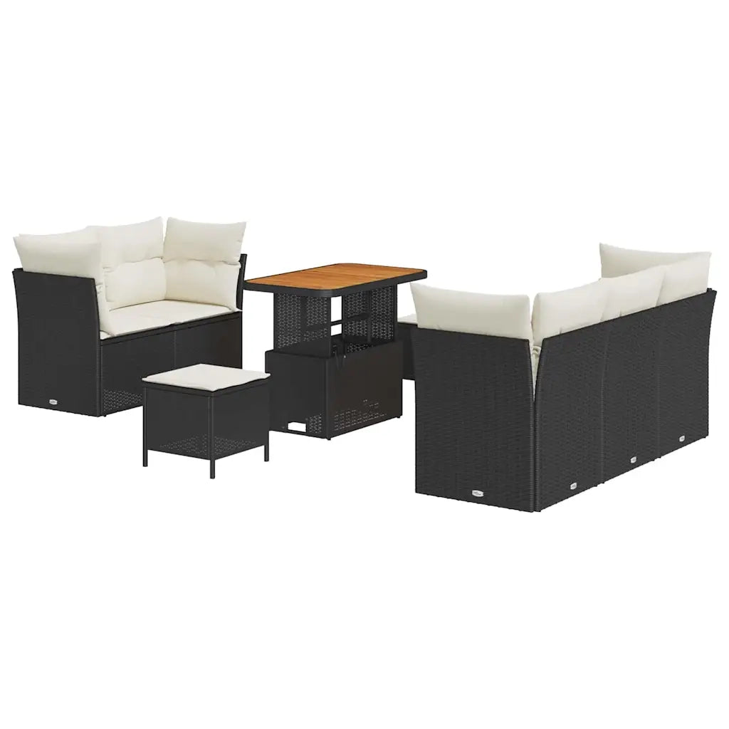 Set Divano da Giardino 8 pcs Nero polyrattan