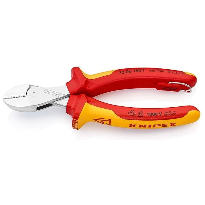 KNIPEX 73 06 160 T X-Cut Tronchese Laterale Compatto con Manici Bicomponente Isolato VDE 1000 V Colore Rosso Giallo