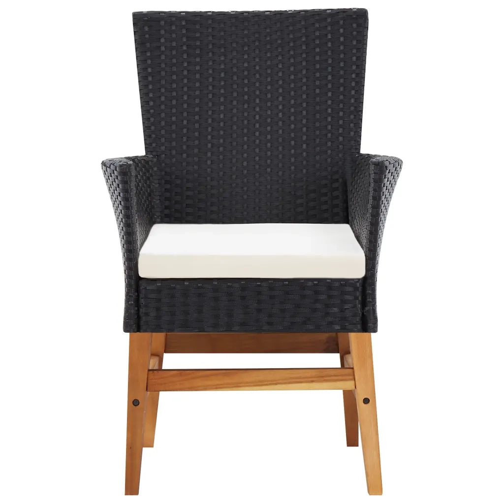 Set da Pranzo da Giardino 7 pz Nero in Polyrattan e Acacia 46006