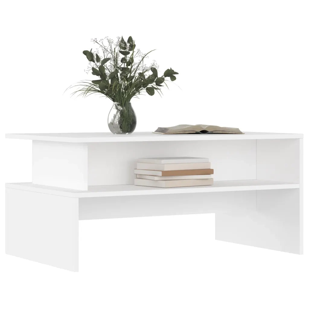 Tavolino da Salotto-Tavolino da soggiorno Bianco 90x55x42,5 cm in Legno Multistrato