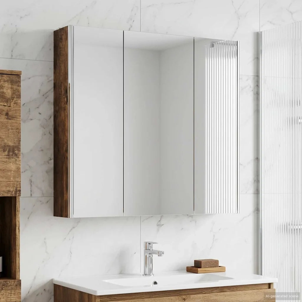 Mobiletto per specchio da bagno Rovere fumé 73.5 x 15.5 x 70 cm 889259