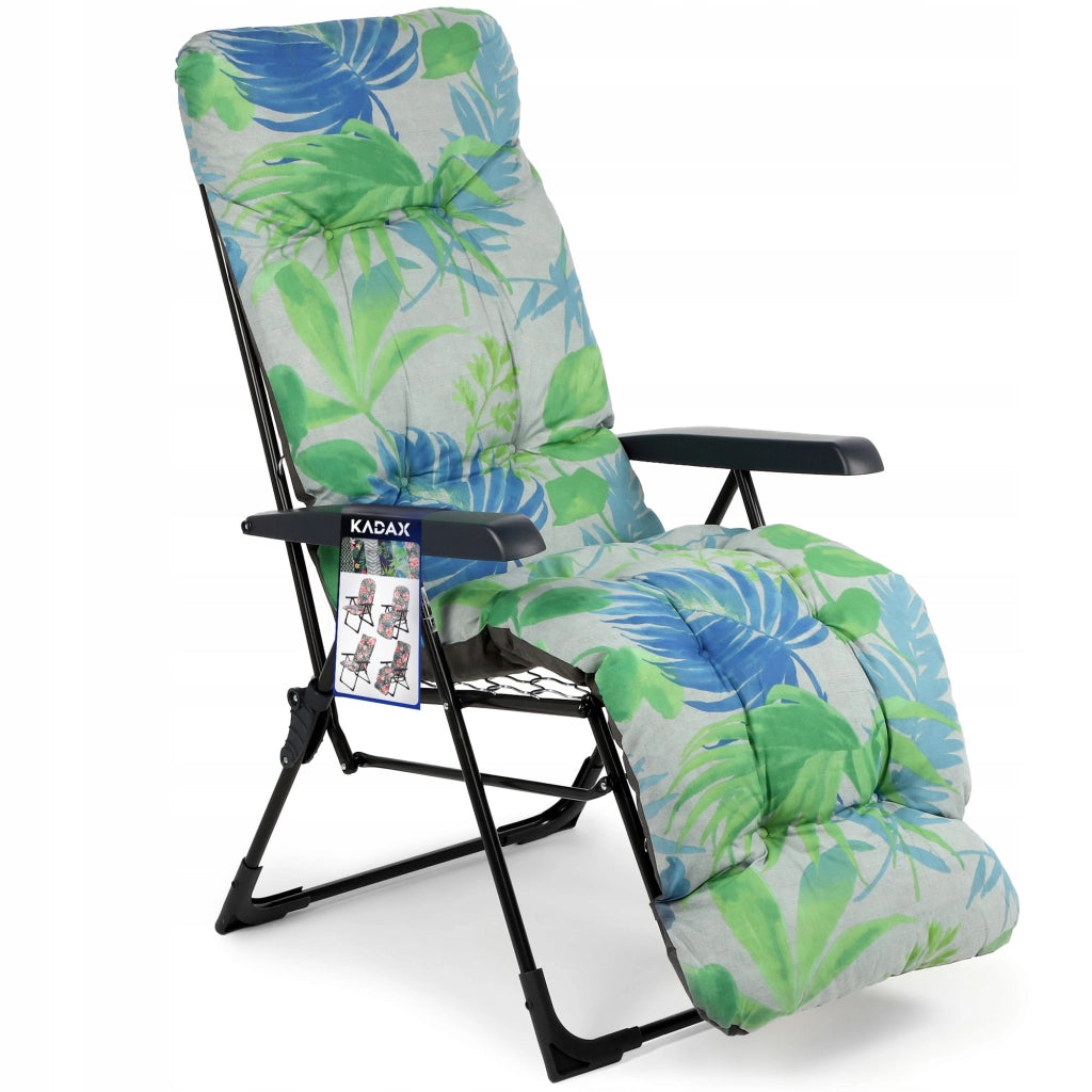 Sedia da spiaggia/giardino KADAX con cuscino e poggiapiedi, regolabile, portata massima 110 kg