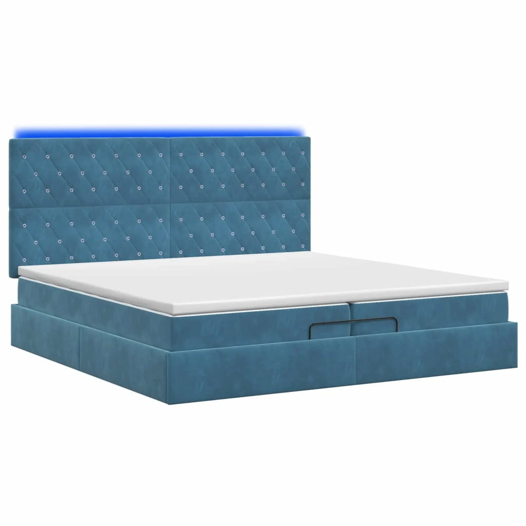 Letto Ottomano con Materasso e LED Blu scuro 200 x 200 cm 3458257