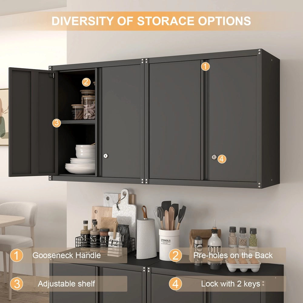 Armadio Metallico 2 Ante con Ripiani Regolabili ¨C MINIMAL ¨C Multiuso per Casa e Ufficio