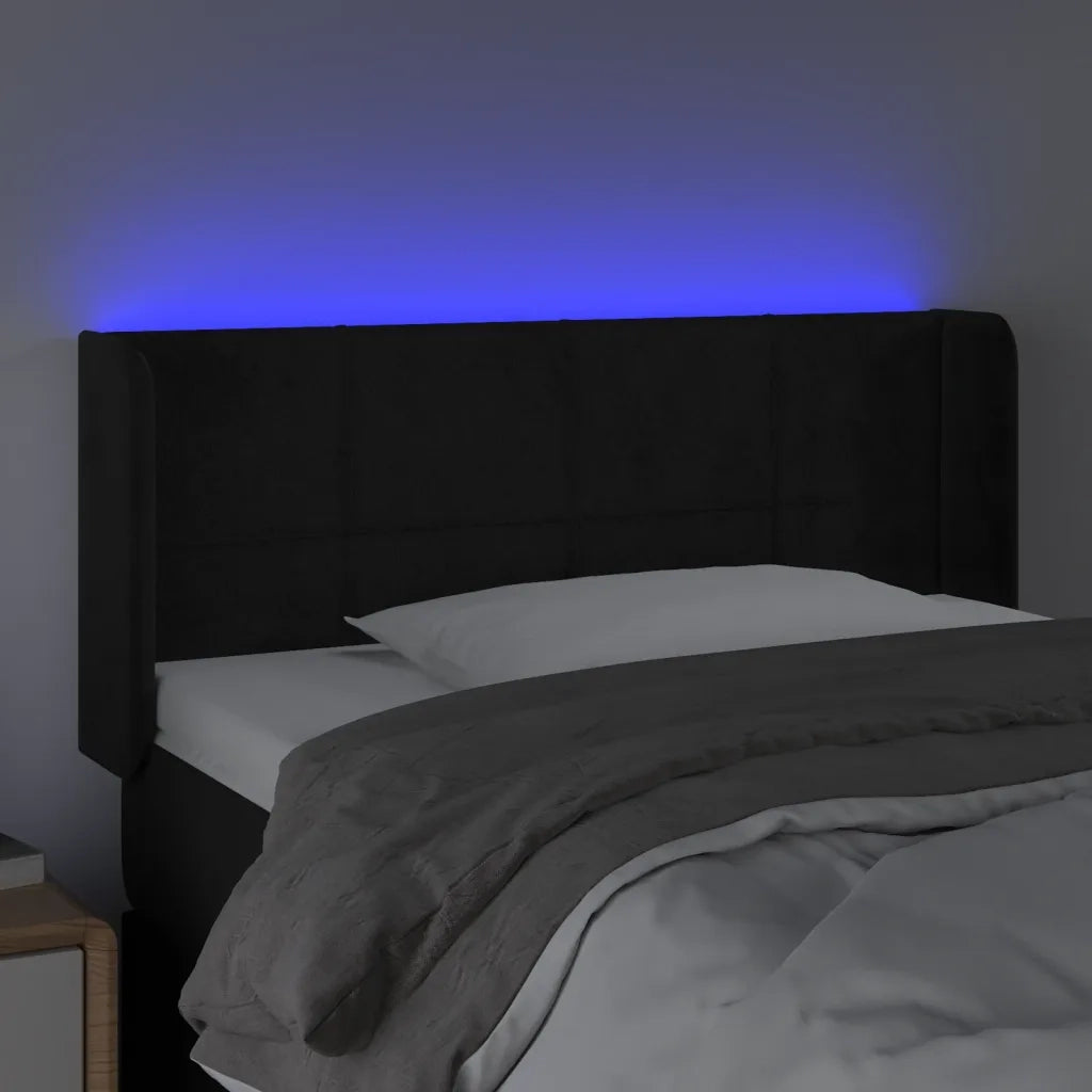 Testiera a LED Nera 103x16x78/88 cm in Velluto cod mxl 52891