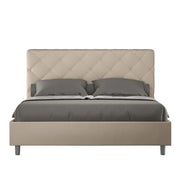 Letto matrimoniale con rete imbottito 160x200 similpelle tortora Priya