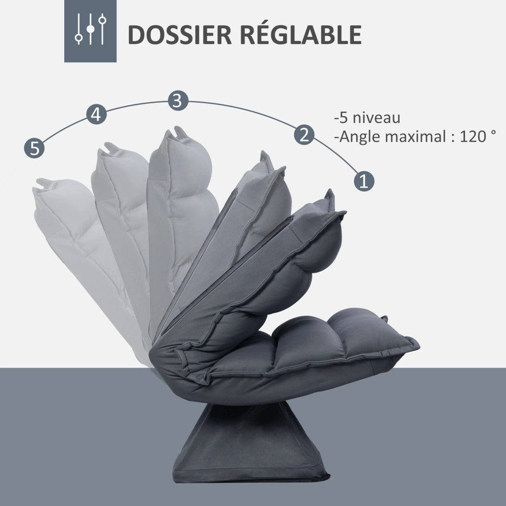 Poltrona girevole reclinabile design capitonn¨¦ ¨C Minimal ¨C 62x62x95 cm grigio scuro