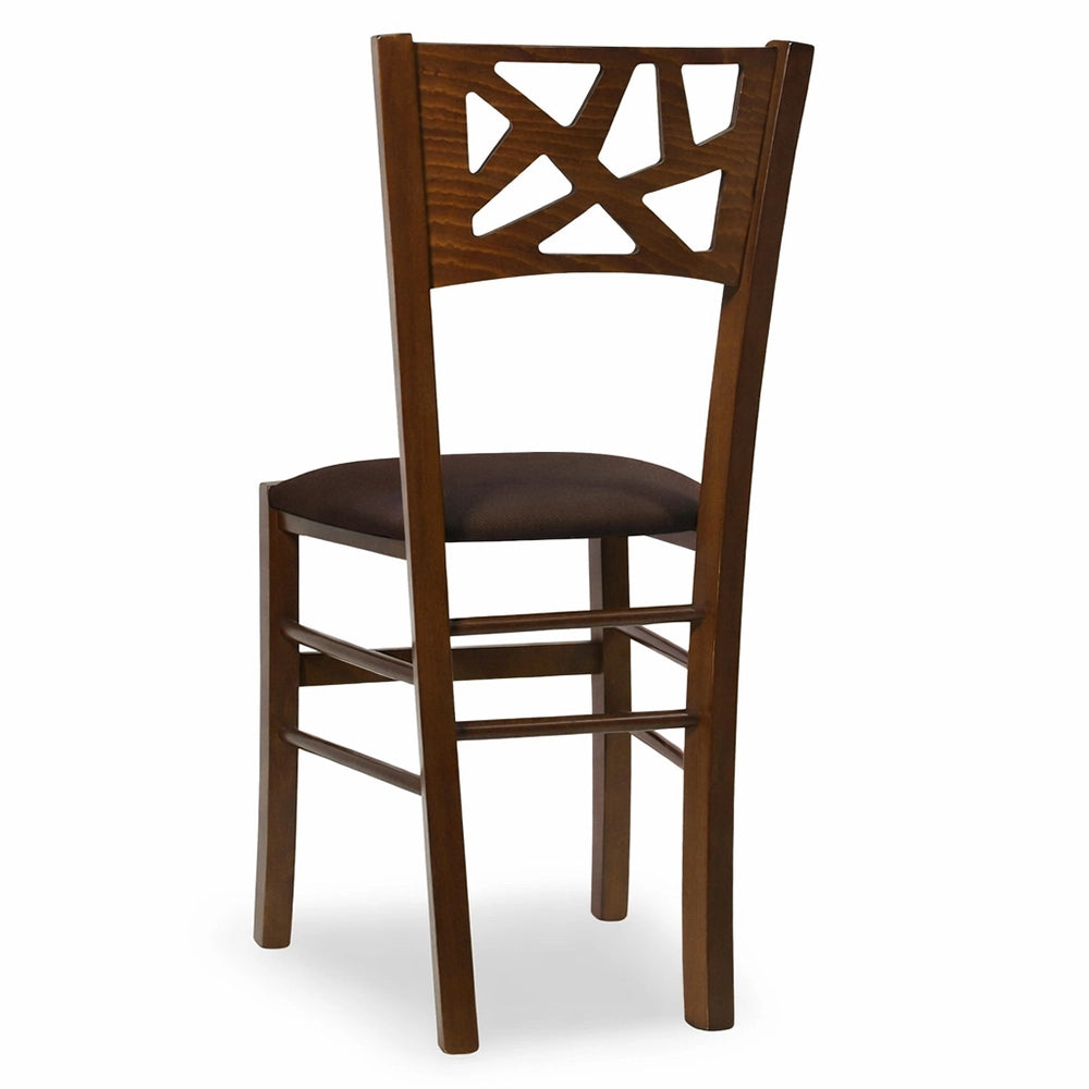 Sedie sala pranzo Sissy in legno noce scuro seduta imbottita marrone set da 2