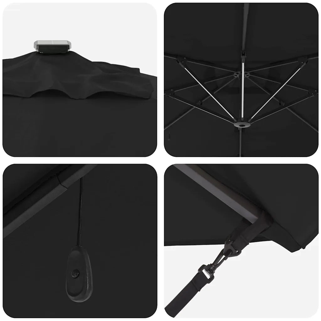 Ombrello | Parasolne Nero 286 x 284 x 270 cm Alluminio e Poliestere