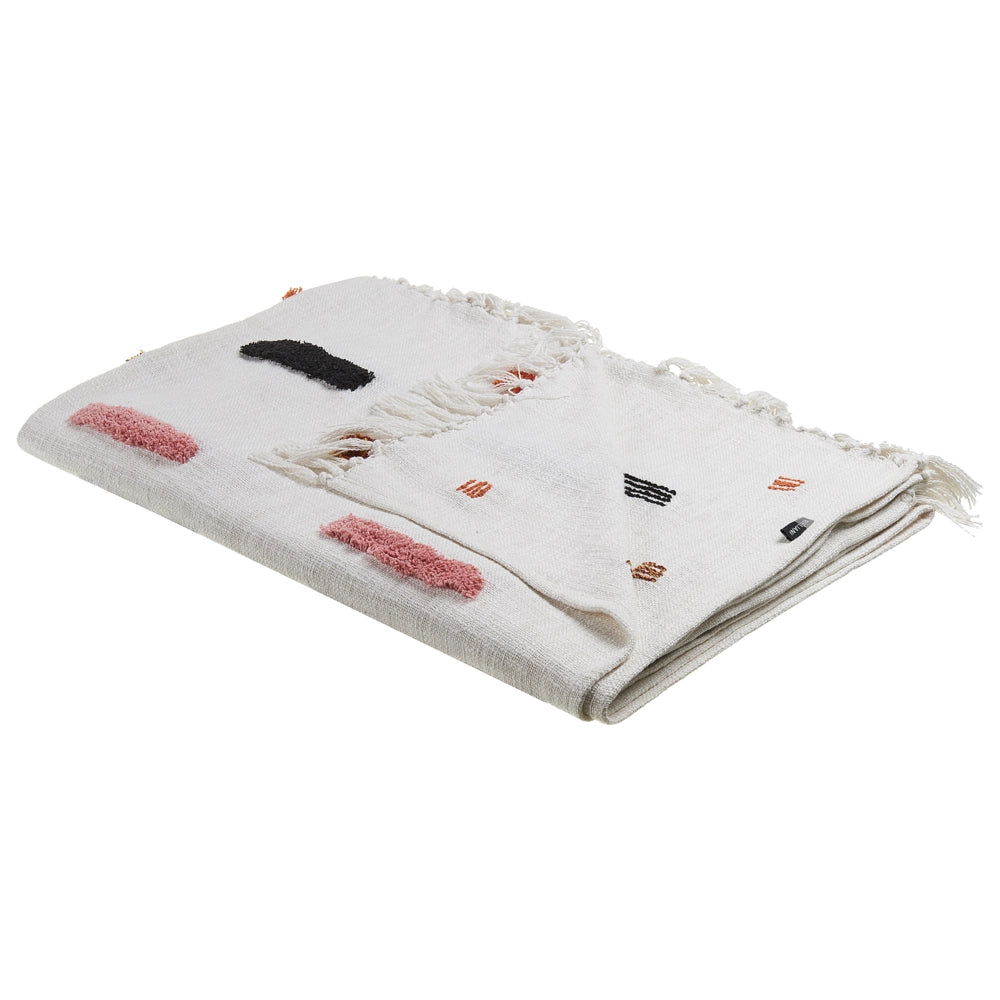 Coperta multicolore cotone 130 x 180 cm copriletto moderno motivo astratto frange