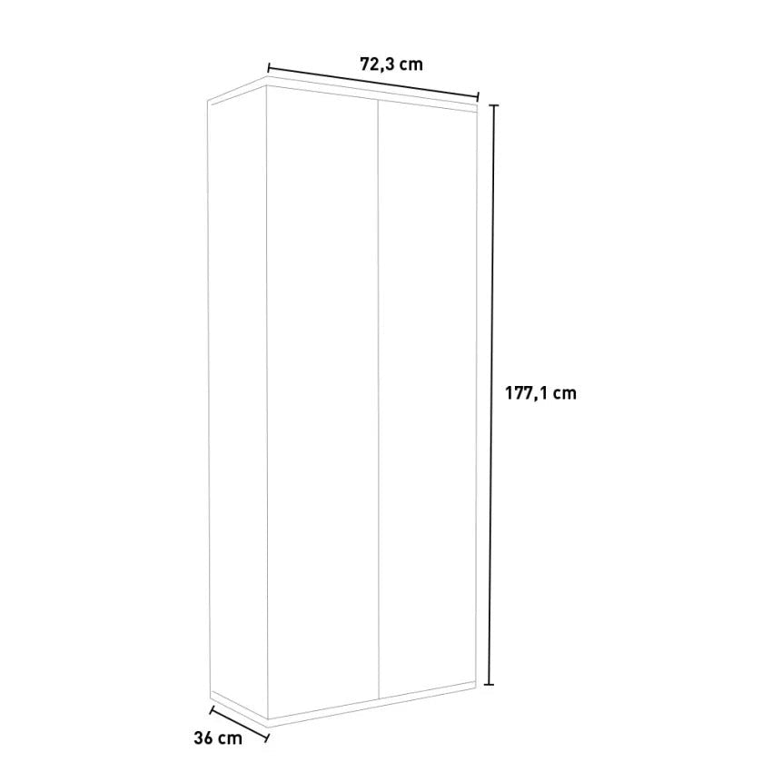 Armadio 2 Ante 6 Ripiani 72,3x36x177,1 cm in Truciolare Nobilitato Bianco