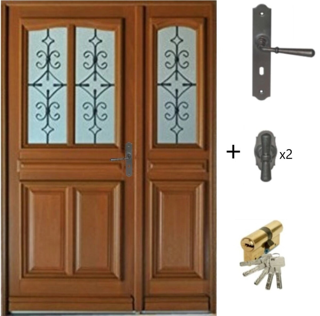 Porta d'ingresso in legno Tiercee Vauban H215 x L140 p.sinistra + maniglia e botte (rif. 010403RFP) Tabella dimensioni senza maniglia