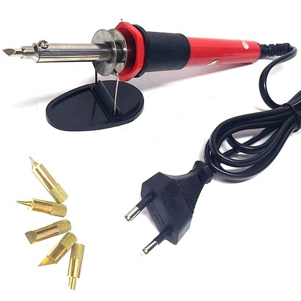 Trade Shop - Incisore Elettrico 30 W Incisione Scritte Legno Sughero Saldatore 5 Punte Stilo -