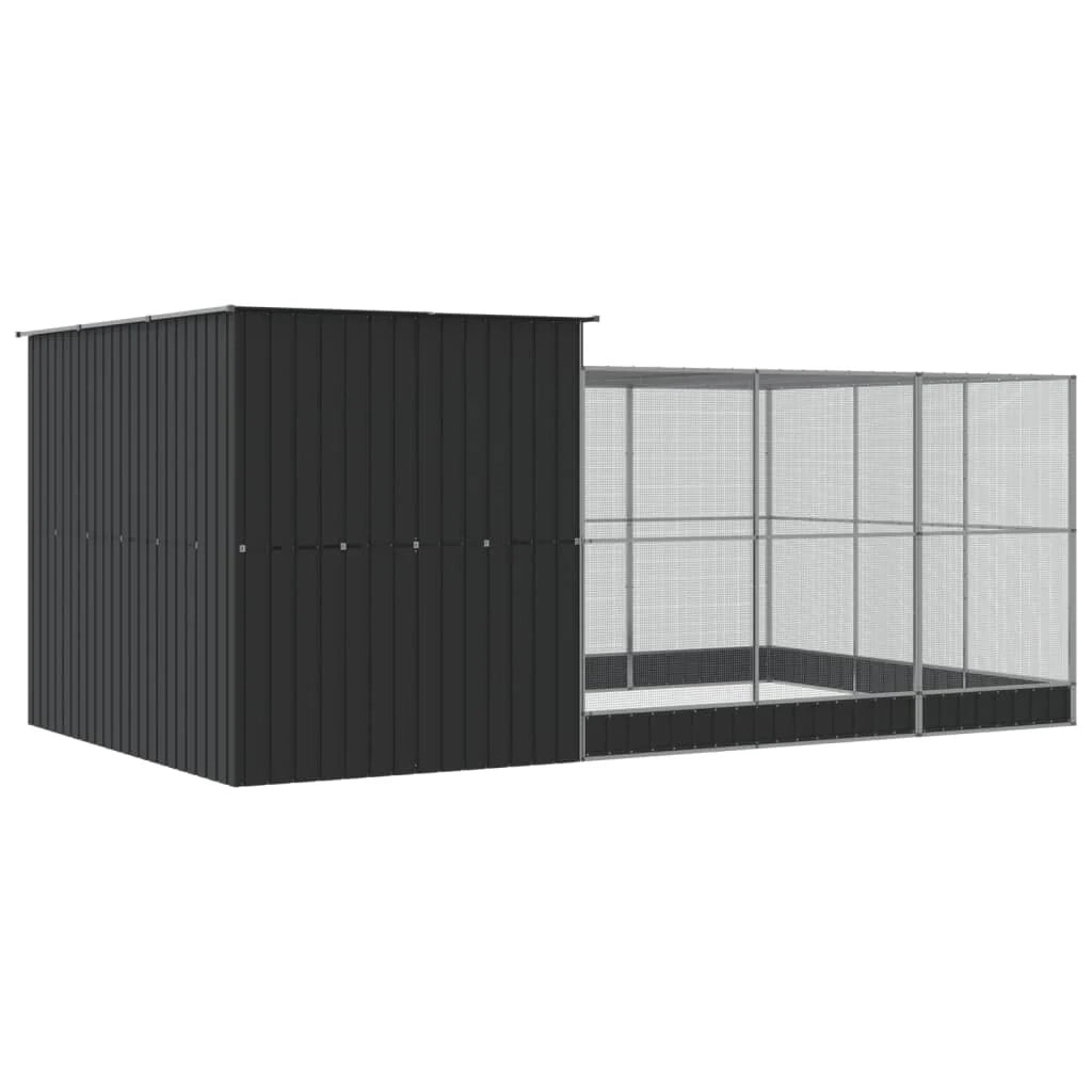 Voliera a gabbia con estensione in argento 497 x 303 x 216 cm acciaio argento 02_0045656