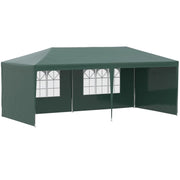 GAZEBO DA GIARDINO 6X3 M PER EVENTI CON PARETI RIMOVIBILI E FINESTRE TRASPARENTI VERDE