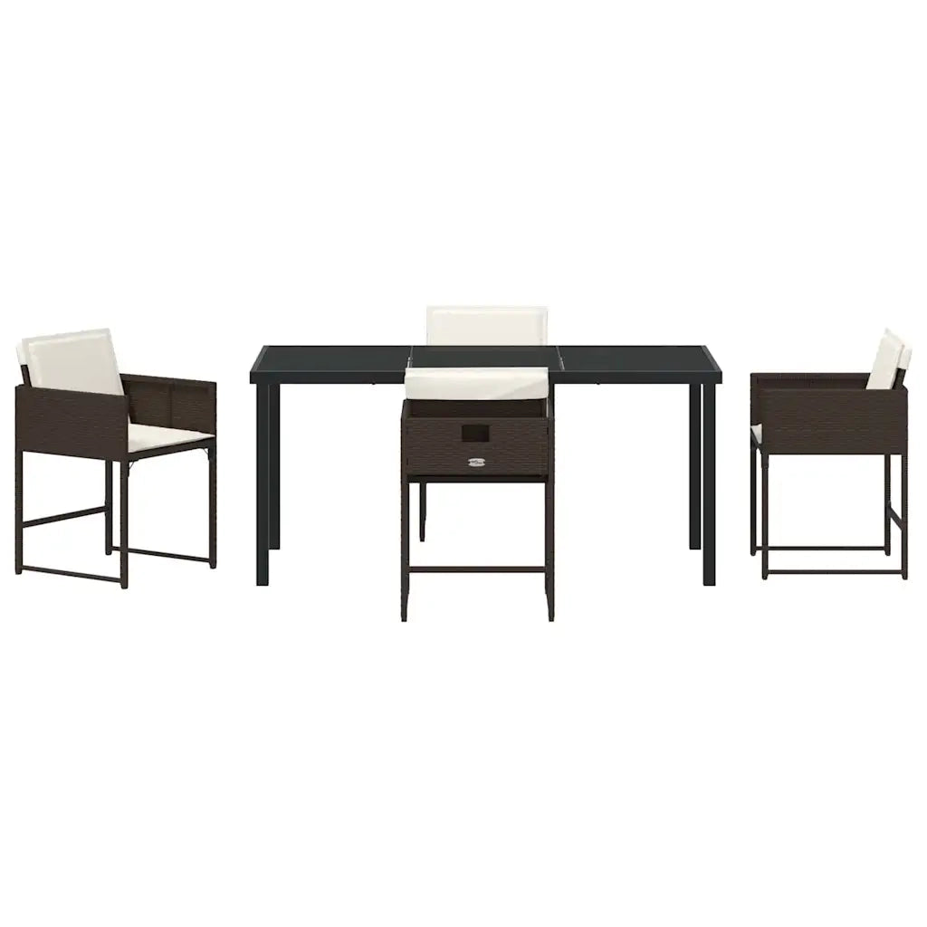 Set da Pranzo per Giardino con cuscino 5 pcs Marrone polyrattan 3380018