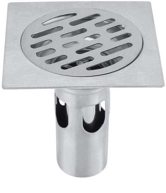 Douchi RVS - Copertura del rubinetto - Fusto di scarico esterno - Fusto di scarico della doccia - Fusto di scarico con griglia - Inserimento quadrato

Specifica tecnica: 
- Modello: Vierkant Inzet 
- Materiale: RVS