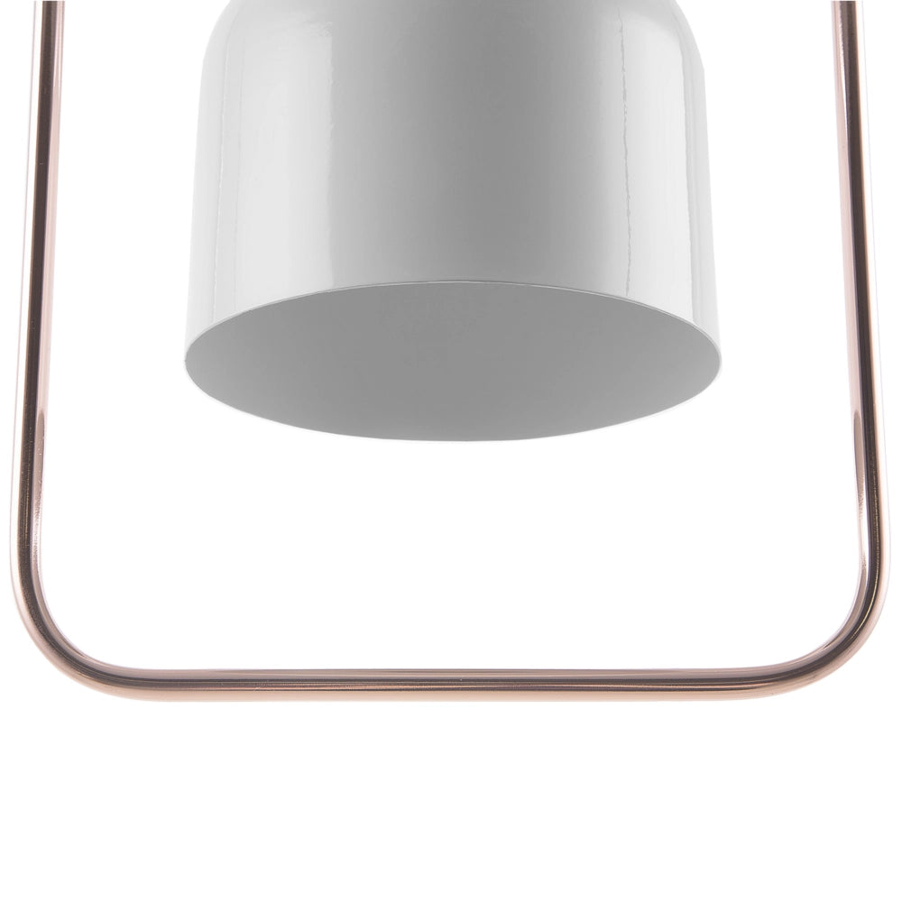 Lampada in Metallo Bianco con Struttura in Rame Stile Industriale 121 cm