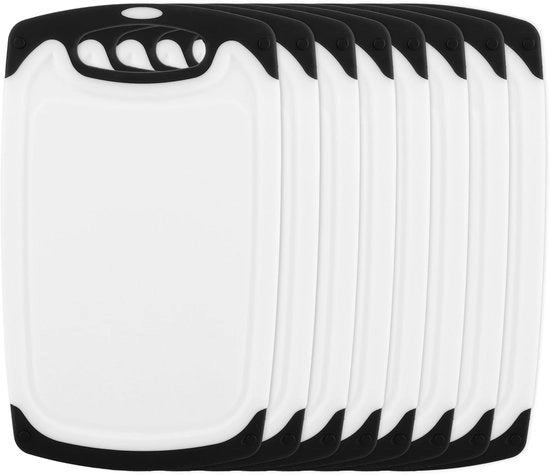 Set di piatti da colazione in plastica da 8, 25 * 15cm Piatto da taglio antiscivolo BPA libero, Piatto da colazione resistente al lavastoviglie, Piccolo piatto da taglio con canale per succhi, Set di piatti da taglio per snack