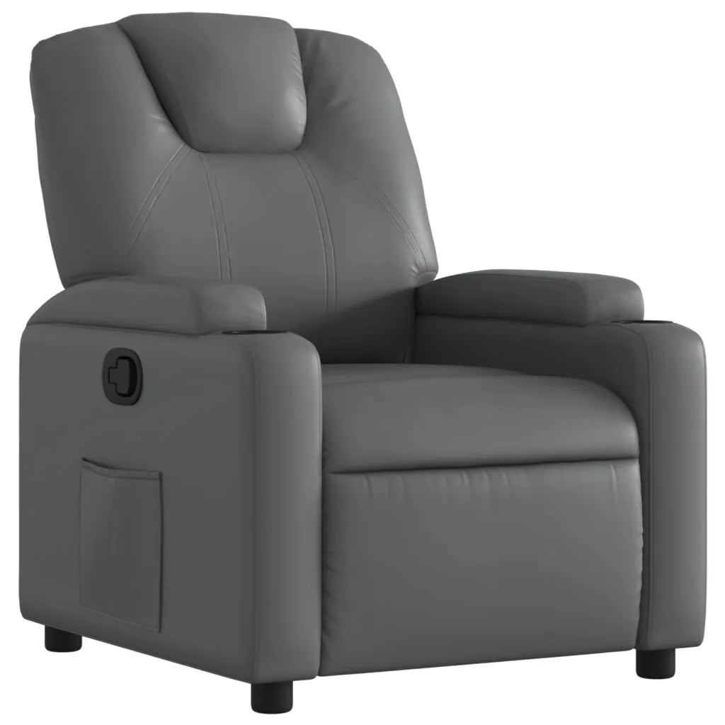 Divano Sedia-Poltrona reclinabile in Similpelle Grigia 934378