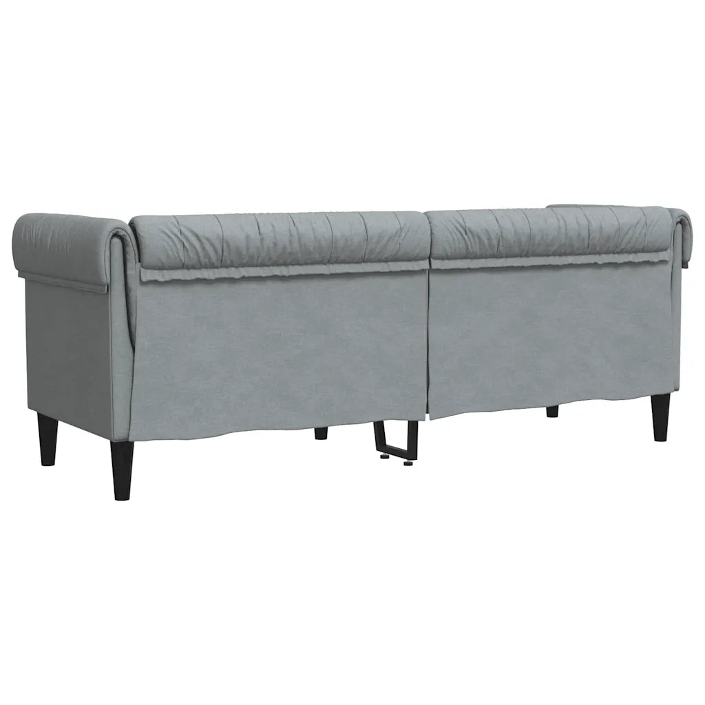 Divano Chesterfield a 3 Posti-Sofa 3 Posti-Divanetto Grigio Chiaro in Tessuto