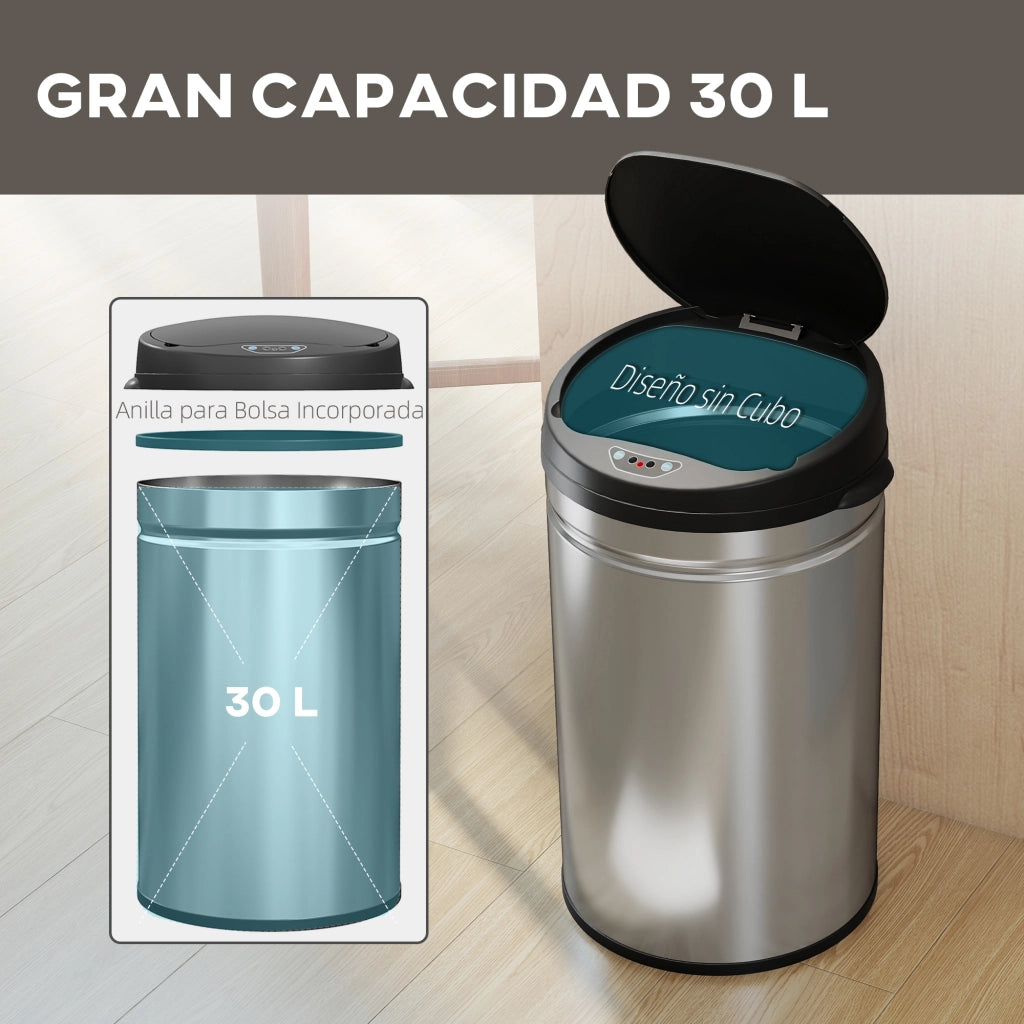 Cestino Portarifiuti Cucina 30 L ¨C zephmum ¨C Acero Inox Argento