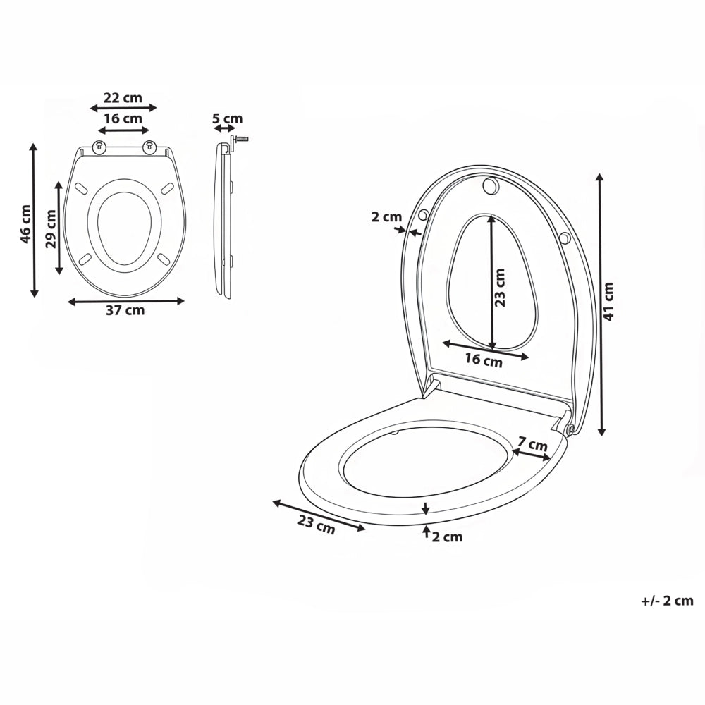Sedile Soft Close MDF Bianco 46 x 37 cm Sistema di sgancio rapido Sedile aggiuntivo Stile moderno WC bagno