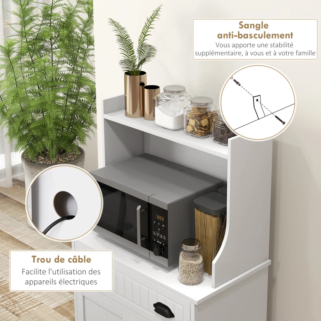 Mobile per cucina con microonde armadio 1 cassetto 2 ante ¨C zephmum ¨C bianco 61x35x125 cm