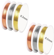 Sieradendraad 6 Rollen - Filo per Modellazione 15 m/rol x 0,3 mm - 5,5 m/rol x 0,5 mm - Filo in Alluminio - Colore Metallic Lucido - Ideale per Gioielli e Modellazione