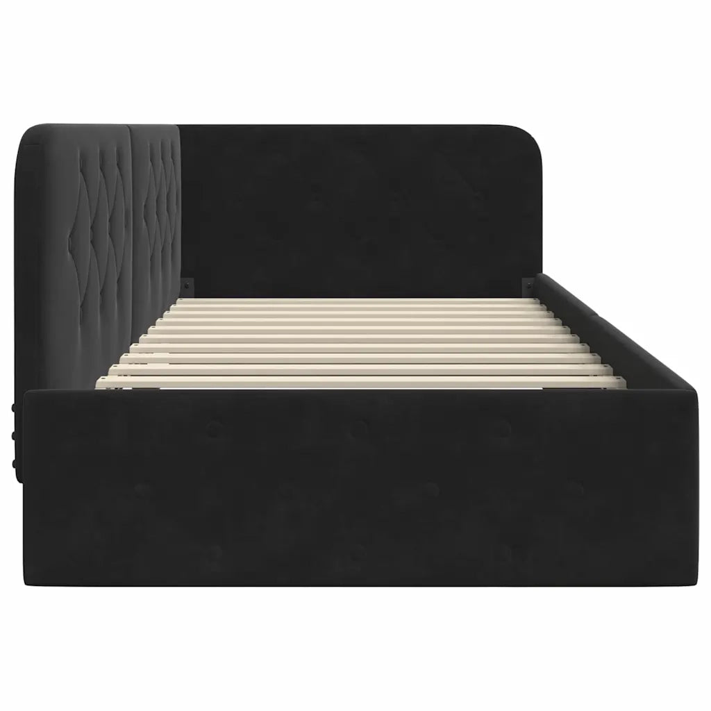 Cornice del letto ad angolo Nero 100 x 200 cm Velluto